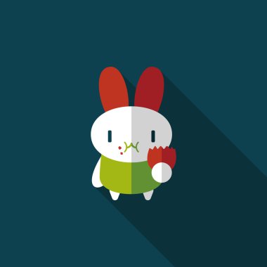 Paskalya tavşanı düz simgesi ile uzun gölge, eps10