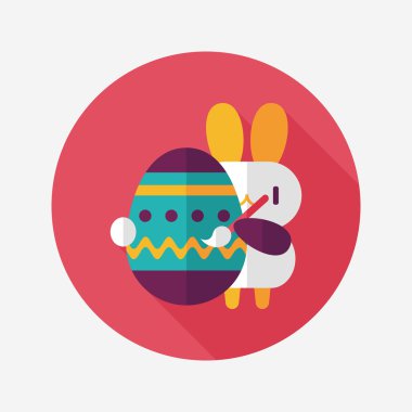 Paskalya tavşanı düz simgesi ile uzun gölge, eps10