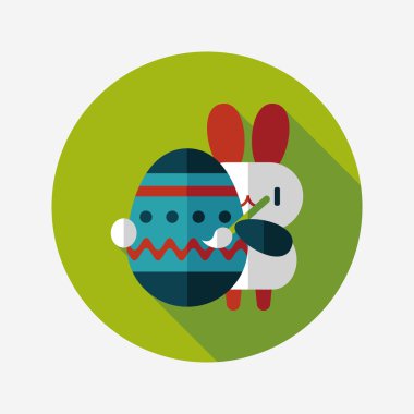 Paskalya tavşanı düz simgesi ile uzun gölge, eps10