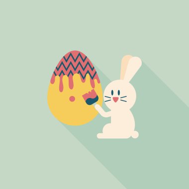 Paskalya tavşanı düz simgesi ile uzun gölge, eps10