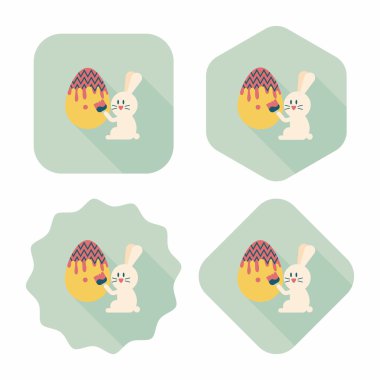 Paskalya tavşanı düz simgesi ile uzun gölge, eps10