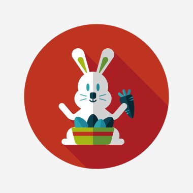 Paskalya tavşanı düz simgesi ile uzun gölge, eps10