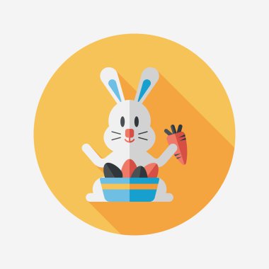 Paskalya tavşanı düz simgesi ile uzun gölge, eps10