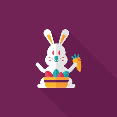 Paskalya tavşanı düz simgesi ile uzun gölge, eps10