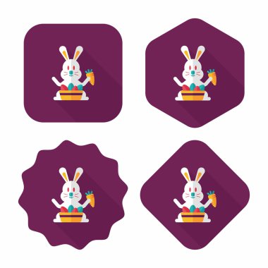 Paskalya tavşanı düz simgesi ile uzun gölge, eps10