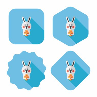 Paskalya tavşanı düz simgesi ile uzun gölge, eps10