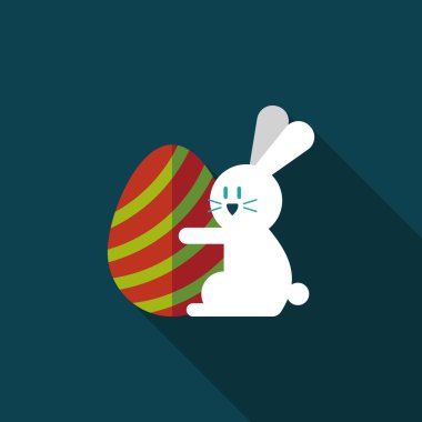 Paskalya tavşanı düz simgesi ile uzun gölge, eps10