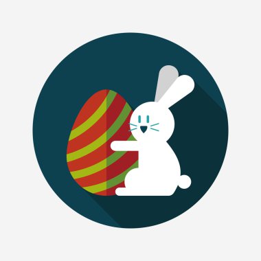 Paskalya tavşanı düz simgesi ile uzun gölge, eps10