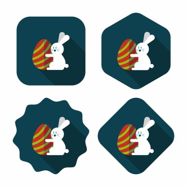 Paskalya tavşanı düz simgesi ile uzun gölge, eps10