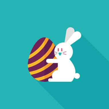 Paskalya tavşanı düz simgesi ile uzun gölge, eps10