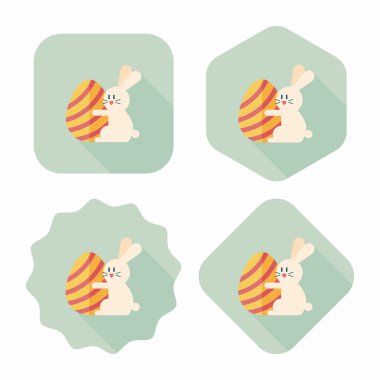 Paskalya tavşanı düz simgesi ile uzun gölge, eps10