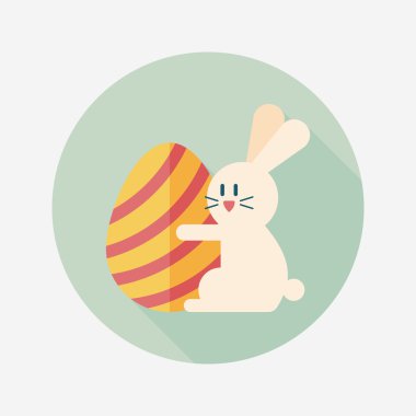 Paskalya tavşanı düz simgesi ile uzun gölge, eps10