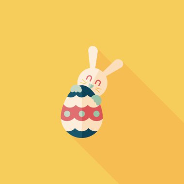 Paskalya tavşanı düz simgesi ile uzun gölge, eps10