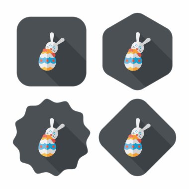 Paskalya tavşanı düz simgesi ile uzun gölge, eps10