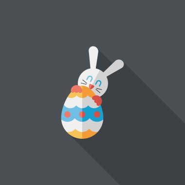 Paskalya tavşanı düz simgesi ile uzun gölge, eps10