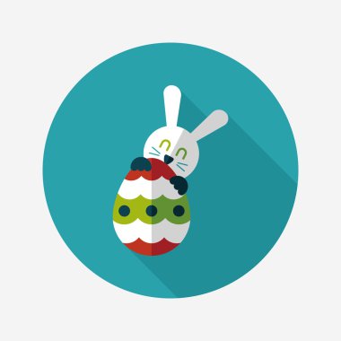 Paskalya tavşanı düz simgesi ile uzun gölge, eps10