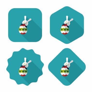 Paskalya tavşanı düz simgesi ile uzun gölge, eps10