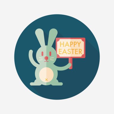 Paskalya tavşanı düz simgesi ile uzun gölge, eps10