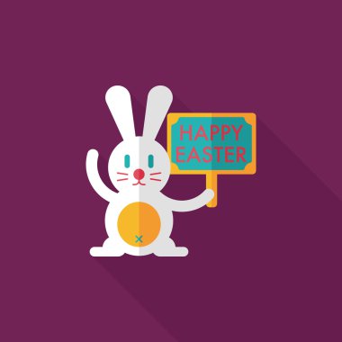 Paskalya tavşanı düz simgesi ile uzun gölge, eps10