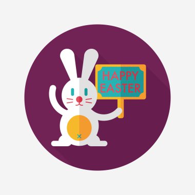 Paskalya tavşanı düz simgesi ile uzun gölge, eps10