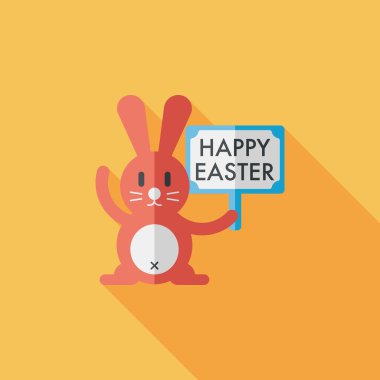 Paskalya tavşanı düz simgesi ile uzun gölge, eps10