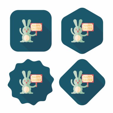 Paskalya tavşanı düz simgesi ile uzun gölge, eps10
