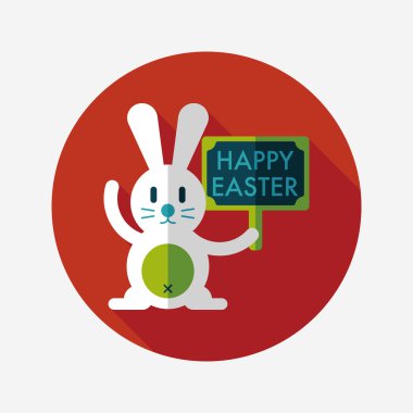 Paskalya tavşanı düz simgesi ile uzun gölge, eps10