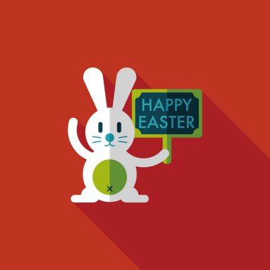 Paskalya tavşanı düz simgesi ile uzun gölge, eps10