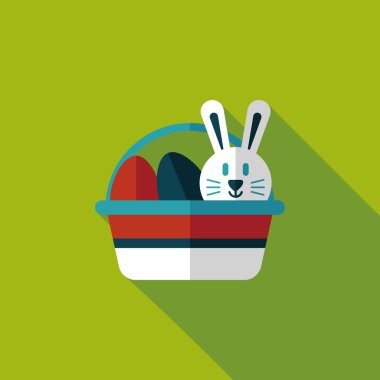 Paskalya tavşanı düz simgesi ile uzun gölge, eps10