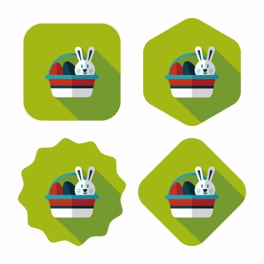 Paskalya tavşanı düz simgesi ile uzun gölge, eps10