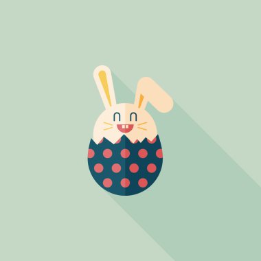 Paskalya tavşanı düz simgesi ile uzun gölge, eps10