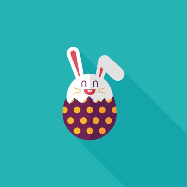 Paskalya tavşanı düz simgesi ile uzun gölge, eps10