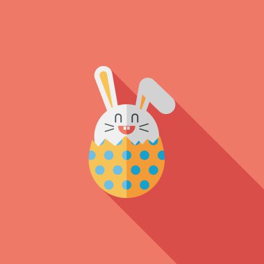 Paskalya tavşanı düz simgesi ile uzun gölge, eps10