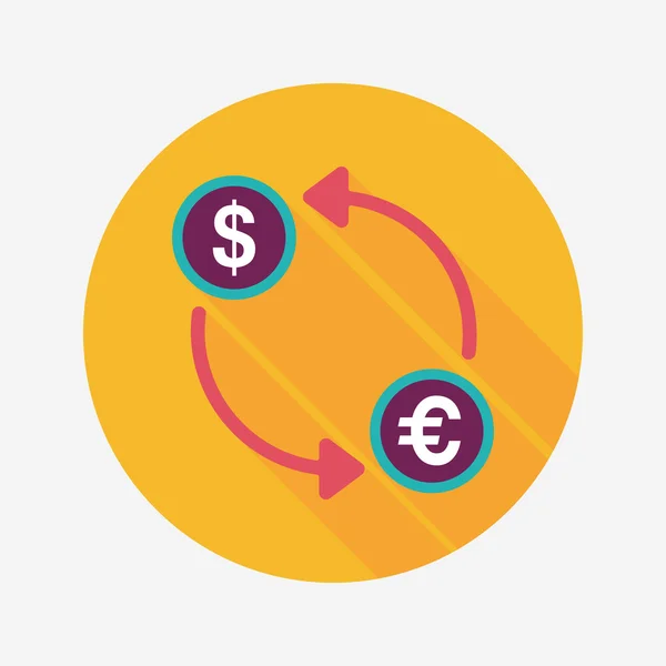 Currency Exchange flat icon with long shadow,eps10 — Stock Vector