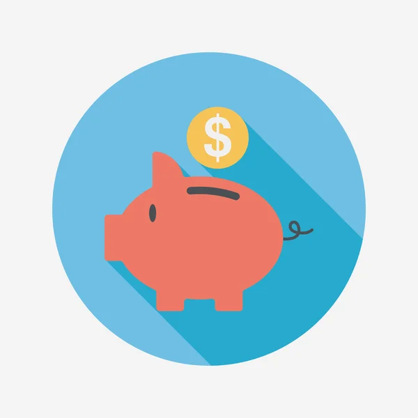 Piggy bank flat icon with long shadow, eps10 — стоковый вектор