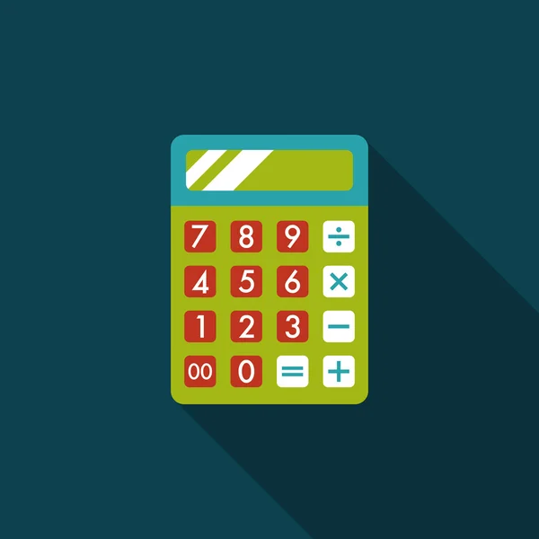 Platte calculatorpictogram met lange schaduw, eps10 — Stockvector