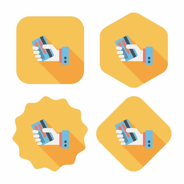 Creditcard platte pictogram met lange schaduw, eps10 — Stockvector