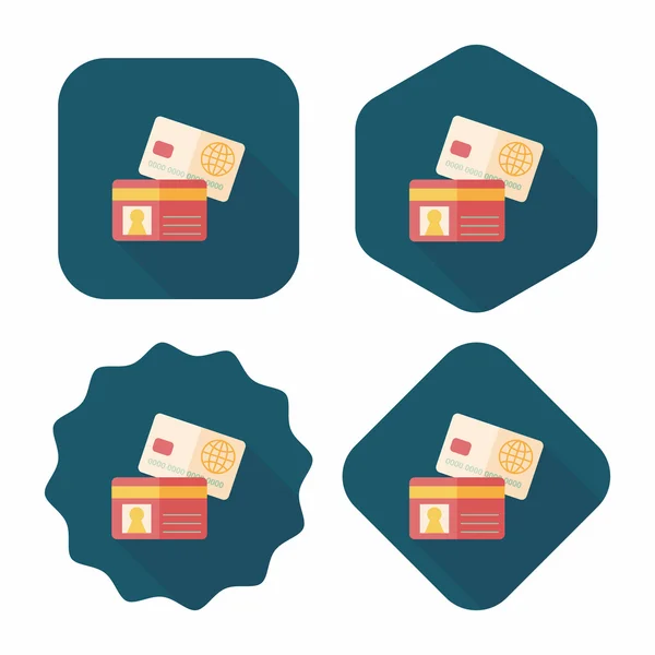 Creditcard platte pictogram met lange schaduw, eps10 — Stockvector
