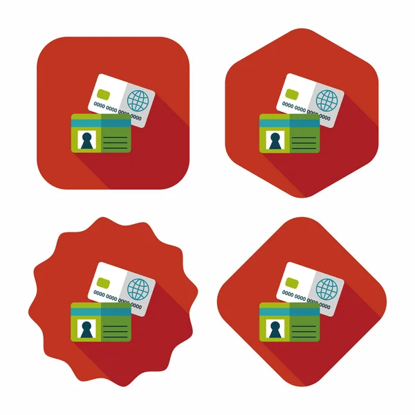 Creditcard platte pictogram met lange schaduw, eps10 — Stockvector