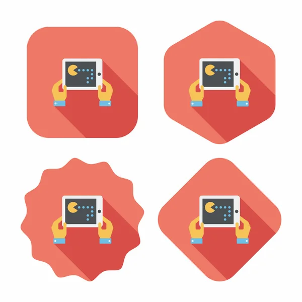 Handzame spelcomputers platte pictogram met lange schaduw, eps10 — Stockvector