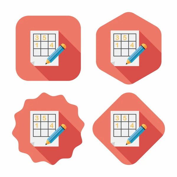 Sudoku icono plano con sombra larga, eps10 — Vector de stock