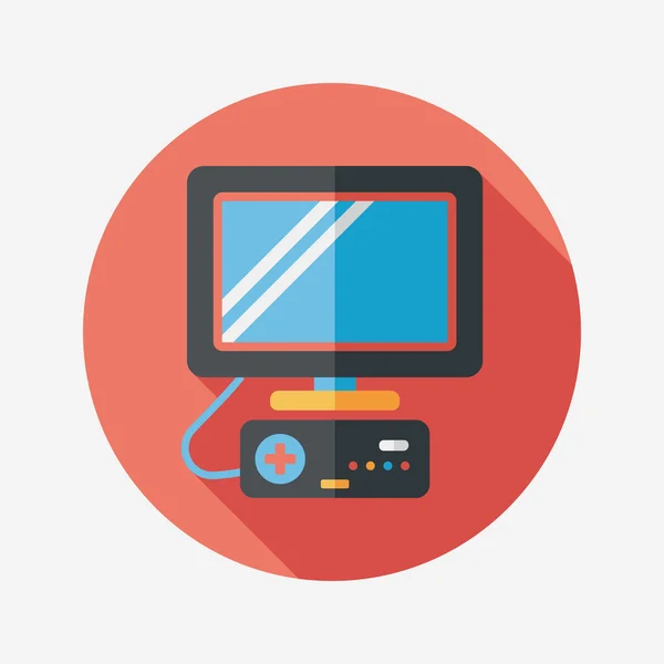 TV juego icono plano con sombra larga, eps10 — Vector de stock