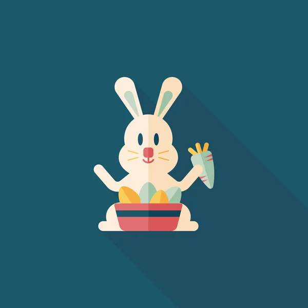 Easter bunny flat icon com sombra longa, eps10 — Vetor de Stock