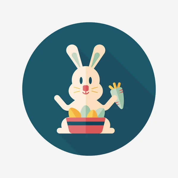 Easter bunny flat icon com sombra longa, eps10 — Vetor de Stock