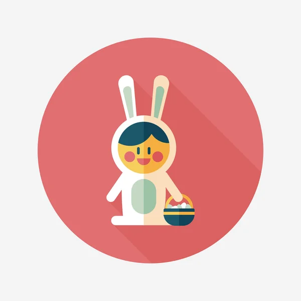 Easter bunny flat icon com sombra longa, eps10 — Vetor de Stock