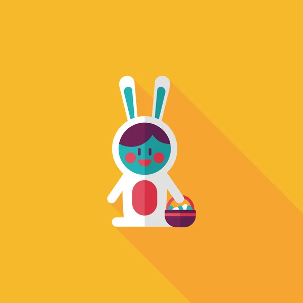 Easter bunny platte pictogram met lange schaduw, eps10 — Stockvector