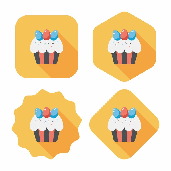 Easter cupcake ícone plano com sombra longa, eps10 — Vetor de Stock