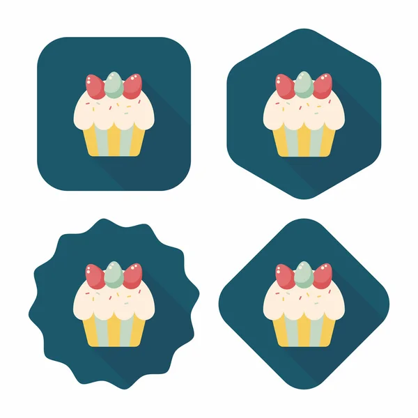 Pascua cupcake icono plano con sombra larga, eps10 — Archivo Imágenes Vectoriales