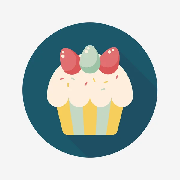 Icona piatto cupcake pasquale con lunga ombra, eps10 — Vettoriale Stock