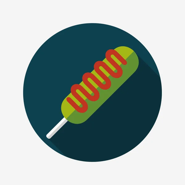 Hot dog ploché ikony s dlouhý stín, eps10 — Stockový vektor